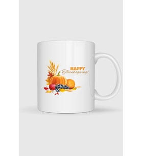 Mutlu Şükran Günü Meyveler Thanksgiving Tasarımlı Kupa Bardak