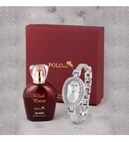 Polo Air Oval Kasa Kadın Kol Saati Parfüm Bordo Hediyelik Kutsunda Set Gümüş Renk ST-2170S2 (Gümüş)