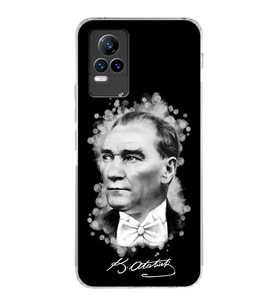 Vivo Y73 Uyumlu Kamera Korumalı Kapak Atatürk Tasarımlı Şeffaf Silikon Kılıf