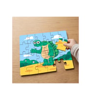 Sevimli Yeşil Kaplumbağa Tasarımlı 24 Parça Ahşap Çocuk Puzzle MPK0653