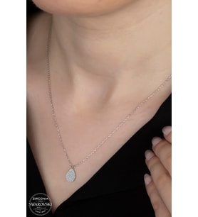 SWAROVSKİ CRYSTAL DAMLA  925 AYAR GÜMÜŞ KOLYE