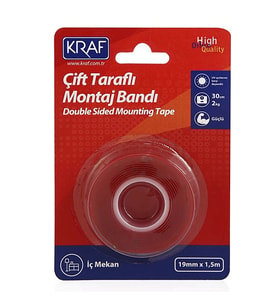 KRAF ÇİFT TARAFLI MONTAJ BANDI İÇ MEKAN 19MMX1,5M 2530G