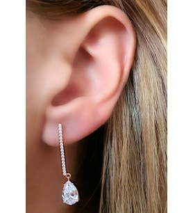 SKY DIAMOND gümüş damla rose küpe
