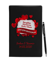 Sevgililer Gününe Özel Siyah Defter Kalem Seti 6
