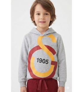 Galatasaray Orijinal Lisanslı Büyük Logo GRİ Çocuk Sweat