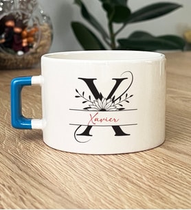 Kişiye Özel X Harfli İsme Özel Hediye Lüks Fincan İsimli İsim Yazılı (Mavi)