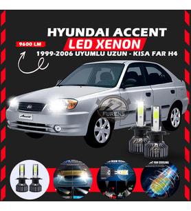 Hyundai Accent Admira 1999-2006 Uzun-Kısa Far Uyumlu Şimşek Etkili Led Xenon Pro Series H4