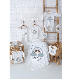 Pia Baby Premium %100 Pamuk Kız Bebek Hediyesi 10 Parça İsme Özel Doğum Seti 5027-01 (Krem)
