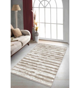 Bej Spor Kaymaz Tabanlı Makinede Yıkanabilir Halı FO04 - 100 x 160 cm