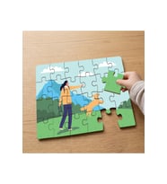 Köpek ve Mutlu Kadın Tasarımlı 24 Parça Ahşap Çocuk Puzzle MPK1206