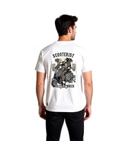 Erkek Scooterist Kafatası Biker Tasarımı Dijital Baskılı Rahat Kesim Kısa Kollu Tişört Günlük Modern