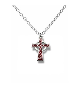 Kırmızı Haç Celtic Cross Figürlü Unisex Kolye – 60 Cm Zincirli Gotik Ve Anlamlı Tasarım (Gümüş)