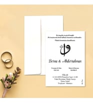 Davetiye Zarf ve Baskı Dahil (Beyaz yada Kraft Zarflı) - Elif , Vav Tasarım - Kına, Nişan, Nikah, Düğün Davetiyesi (Beyaz)