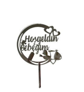 Hoşgeldin Bebeğim Yazılı Aynalı Pleksi Gümüş