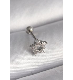 316L Çelik Gümüş Renk Zirkon Taşlı Yıldız Model Tragus Piercing - TJ-PR1297