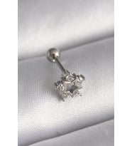 316L Çelik Gümüş Renk Zirkon Taşlı Yıldız Model Tragus Piercing - TJ-PR1297