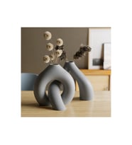 Alvera Interlocking Vazo – 3D Baskı Iç Içe Geçen Dekoratif Vazo-Gri