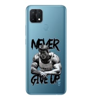 Oppo A15 / A15S Uyumlu Arnold Fitness Never Give Up Desenli Şeffaf Telefon Kılıfı
