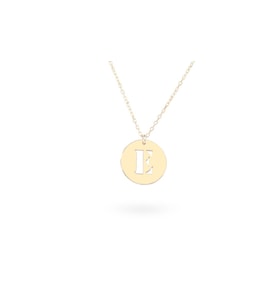 DKMN Gümüş Tek Harf Yuvarlak 925 Ayar Gümüş Levha Kolye (Gold)