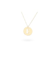DKMN Gümüş Tek Harf Yuvarlak 925 Ayar Gümüş Levha Kolye (Gold)