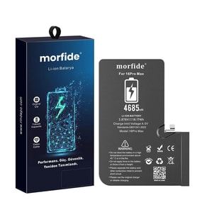 Apple iPhone 16 Pro Max Uyumlu 4685mAh Yüksek Kapasiteli Batarya - Gelişmiş Akıllı Chip - Pil Sağlığı Destekli - Morfide M-Max