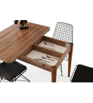 ZERENLAND877 GİZLİ BÖLMELİ AÇILIR YEMEK MASASI GARDA CEVİZ 70cmx110cm