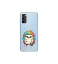 Samsung Galaxy S20 ile Uyumlu Splash Kirpi Tasarımlı Şeffaf Silikon Kılıf