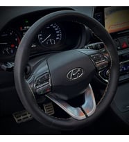 DİKİŞLİ DİREKSİYON KILIFI SİYAH DERİ BEJ DİKİŞLİ HYUNDAİ KONA İÇİN