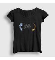 Presmono Kadın Siyah Memories Daft Punk T-Shirt 60158tt