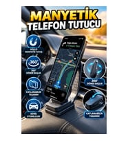 Manyetik Araç İçi Telefon Tutucu – 360° Döner Başlıklı Katlanabilir Stand