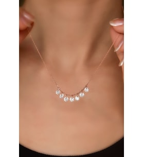Papatya Silver 925 Ayar Gümüş Zirkon Taşlı Shakira Kolye (Rose)