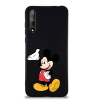 Huawei Y8P Soft Premier Kapak Mickey Mouse-C Tasarımlı Silikon Kılıf - Siyah (Şeffaf)