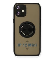 Pilelistore   iPhone 12 Kılıf Montreal Yüzüklü Silikon Kapak - Siyah