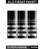 Fontenay Saç Dolgunlaştırıcı Keratin Fibers Koyu Kahve Topik Saç Tozu 50gr X3