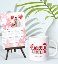 BK Gift Kişiye Özel Yılbaşı Tasarımlı Kupa Bardak ve 13x18cm Fotoğraf Kartlı Şövaleli 2024 Takvim Hediye Seti-38