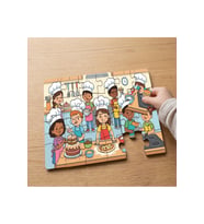 Aşçı Minikler Tasarımlı 24 Parça Ahşap Çocuk Puzzle