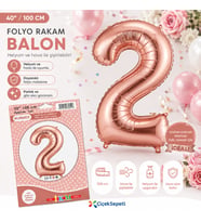 100 cm Rose Gold Rakam Folyo Balon - 2 Rakamı Büyük Boy Doğum Günü ve Parti Balonu (40 İnç)