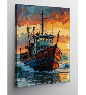 Kanvas Tablo Ahşap Balıkçı Teknesi