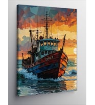 Kanvas Tablo Ahşap Balıkçı Teknesi