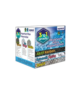 Akvaryum Filtre Seti (3 In 1) 300 Gr Aktif Karbon+350 Gr Bio Ri̇ng+500 Gr Zeolite