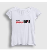Presmono Kadın Beyaz American Idiot V2 Green Day T-Shirt 55250tt (Beyaz)