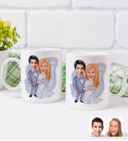 BK Gift Kişiye Özel Sevgililer Karikatürlü İkili Kupa Bardak-104