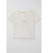 Breeze Kız Çocuk Crop Tişört Fiyonk Arma Aksesuarlı 9-14 Yaş, Ekru
