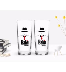 BK Gift Kişiye Özel Renkli Baskılı Godfather Baba Tasarımlı İkili Rakı Bardağı Seti-17 (Beyaz)