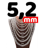 5.2mm Yuvarlak Kral Model 925 Ayar Erkek Gümüş Kolye Zincir