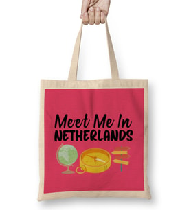 Funny Travel Netherlands Gift design lover-Trippin Wanderlust Journey Adventurer Vacation Bez Çanta Uzun Saplı
