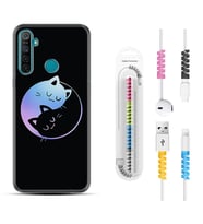 Realme 5i 5 Pro 6i 7 Pro 8 Kılıf Kablo Koruma Spiral Silikon Love Cats 1604