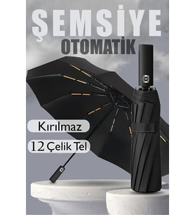 Fiber 12 Tel Otomatik Açıp Kapa Rüzgar Dayanıklı Kırılmaz Şemsiye