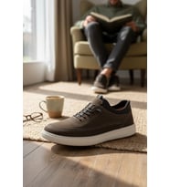 Enoch Hakiki Deri Dikişli Erkek Sneaker Ayakkabı Ortopedik Taban