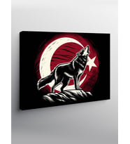 Kanvas Tablo Türk Bayrağı Ve Kurt